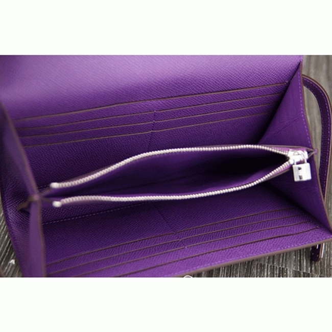 Purple replica H**me5 Kelly Longue wallet