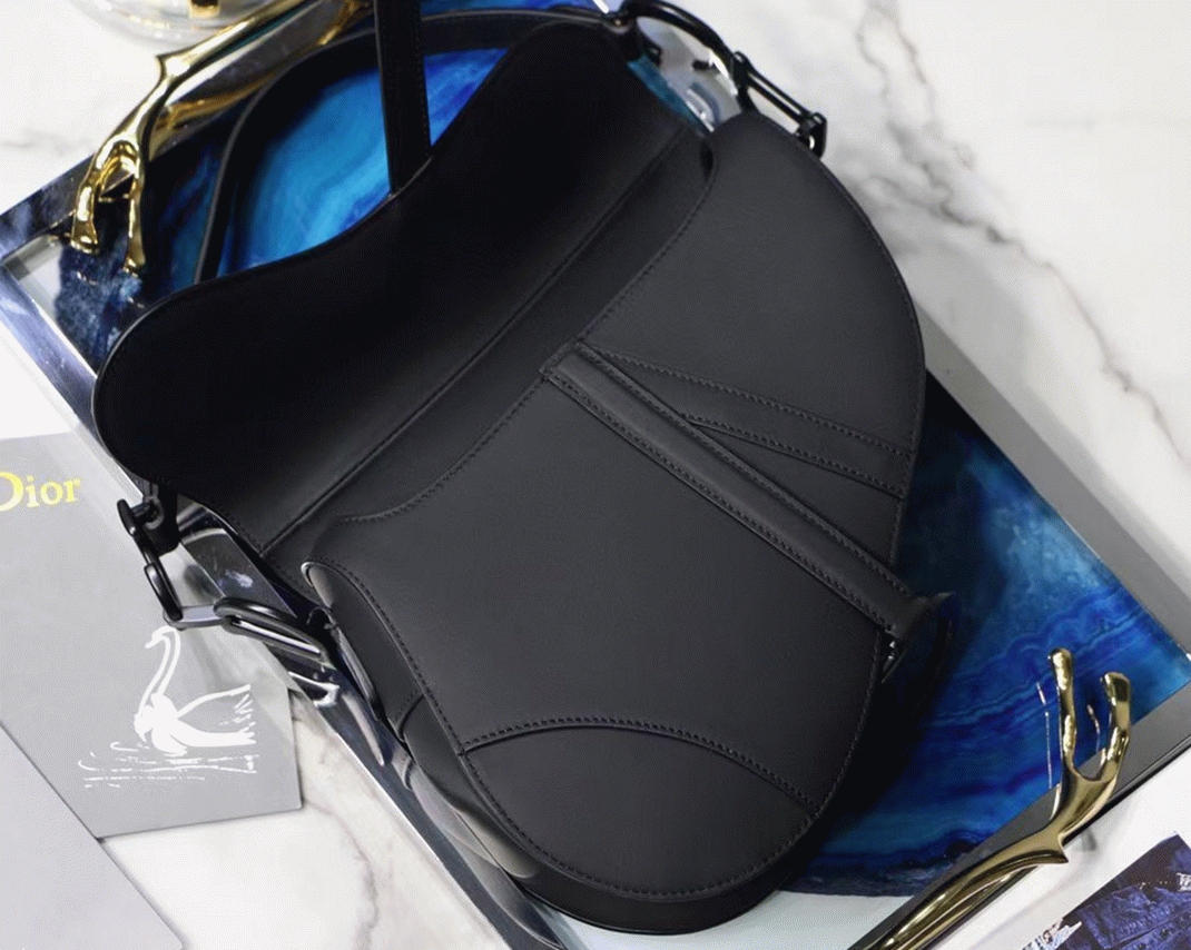 D10r Saddle Mini Bag Knockoff in Black Ultramatte Calfskin