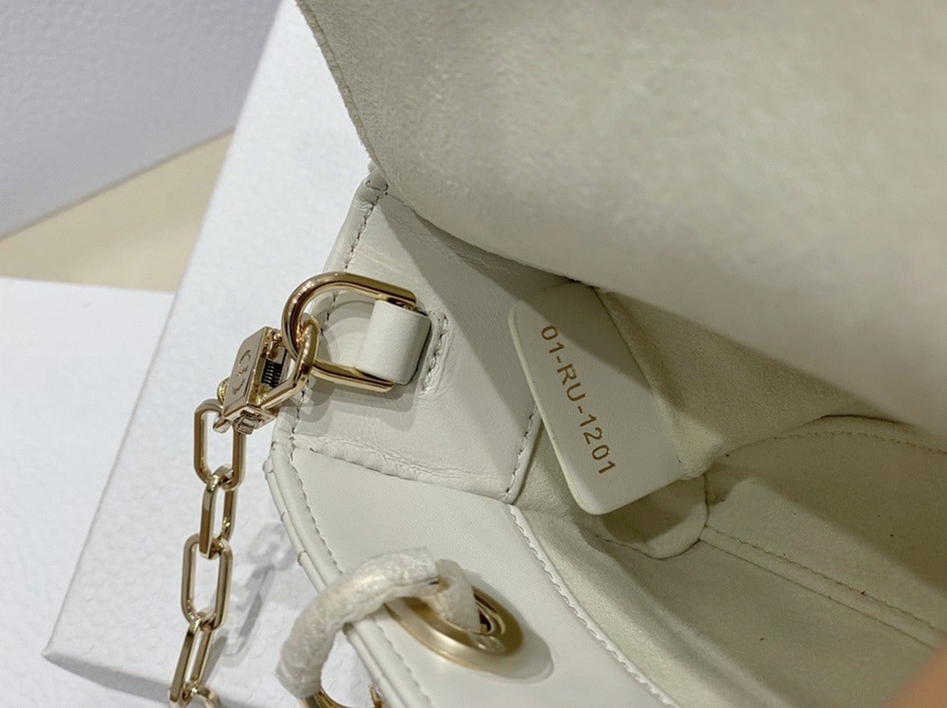 D10r Lady D-Joy Micro Bag Knockoff in White Cannage Lambskin