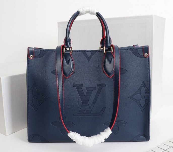 L0vis Vvtt0n Monogram Empreinte Giant Onthego MM Tote In Navy Blue