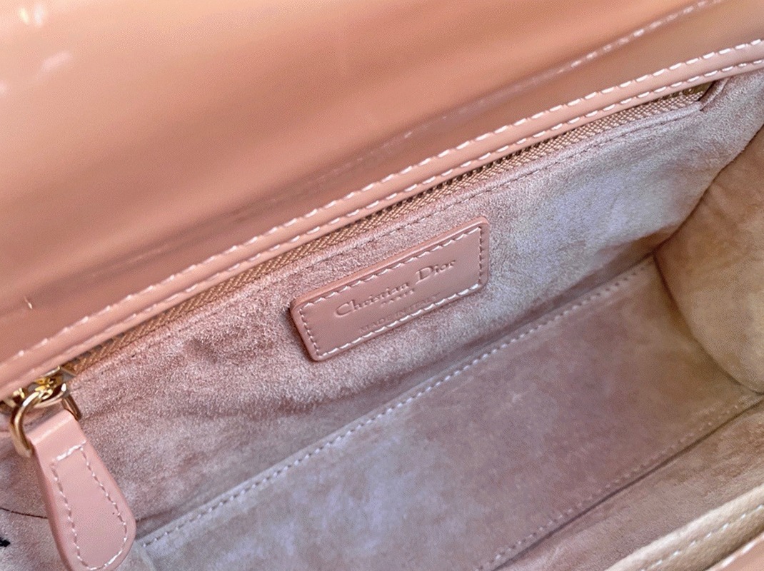 D10r Small Lady D10r Bag Faux in Powder Patent Cannage Calfskin