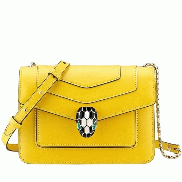Replica Bv1g*ai Serpenti Forever Small Crossbody Bag Yellow Calfskin