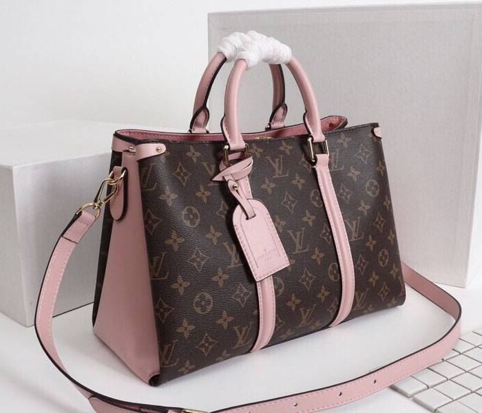 L0vis Vvtt0n Monogram Canvas Soufflot MM Bag In Peach