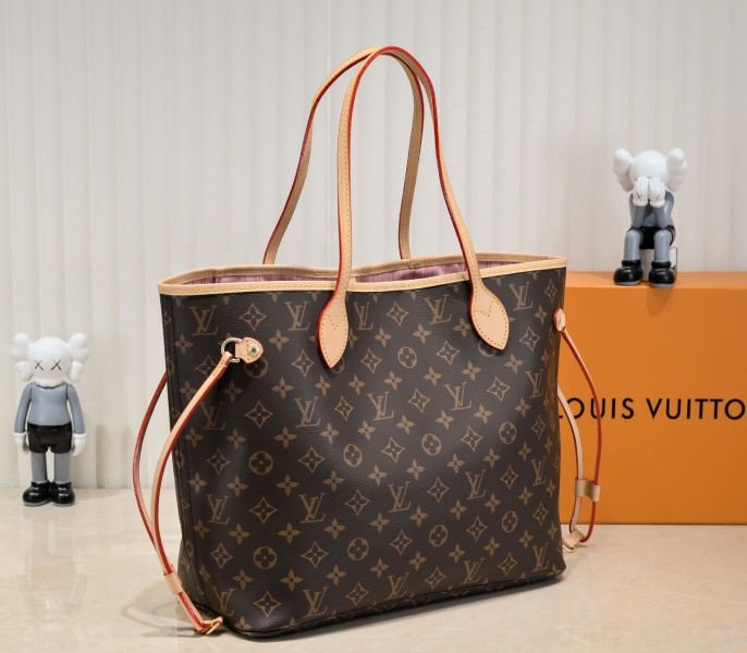 L0vis Vvtt0n Monogram Canvas Neverfull MM Tote In Peony Pink