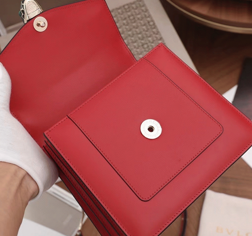 Fake Bv1g*ai Serpenti Forever Small Bag Red Calfskin
