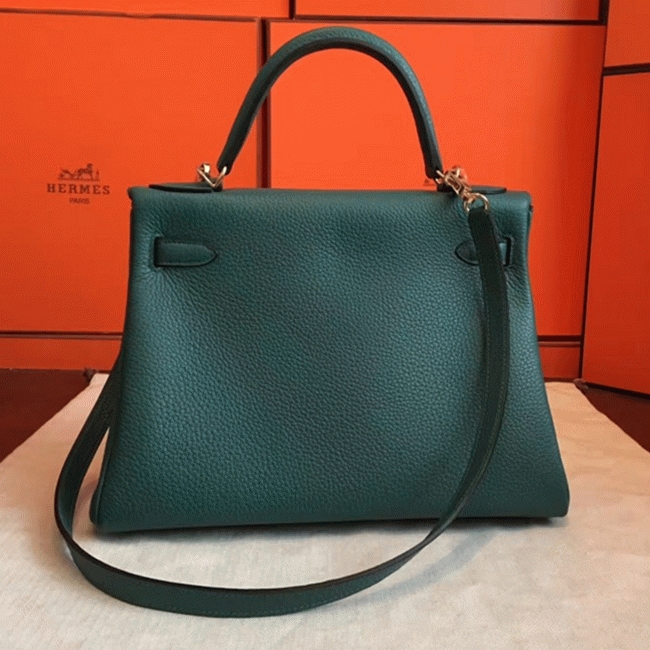 Malachite Clemence Knockoff H**me5 Kelly Retourne 32cm Stylish Bag