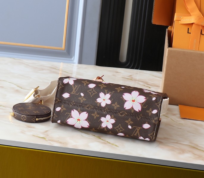 LV X TM Monogram Canvas Onthego PM With Cherry Blossom
