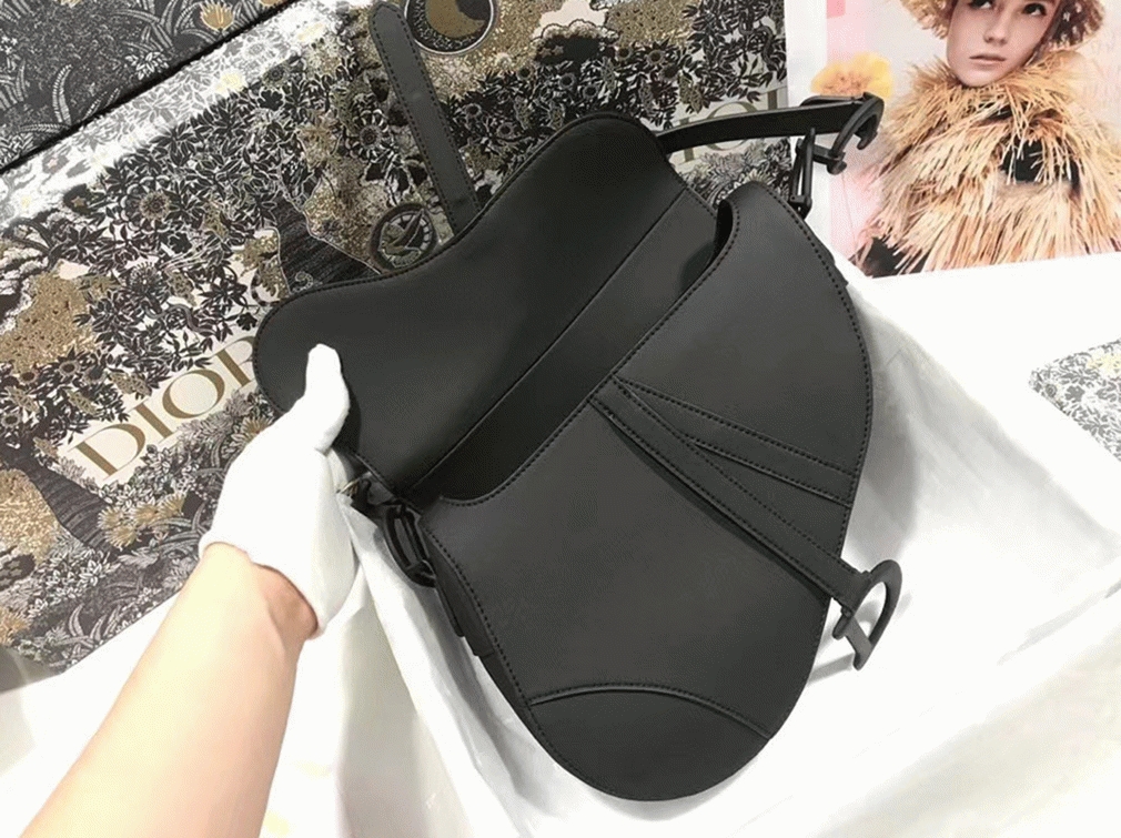 D10r Saddle Bag Faux in Black Ultramatte Calfskin