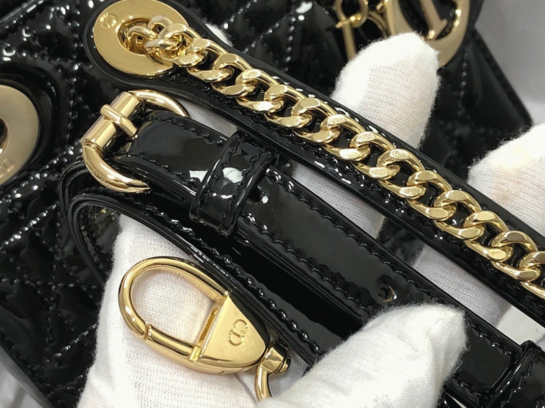 D10r Lady D10r Mini Chain Bag Replica with Chain in Black