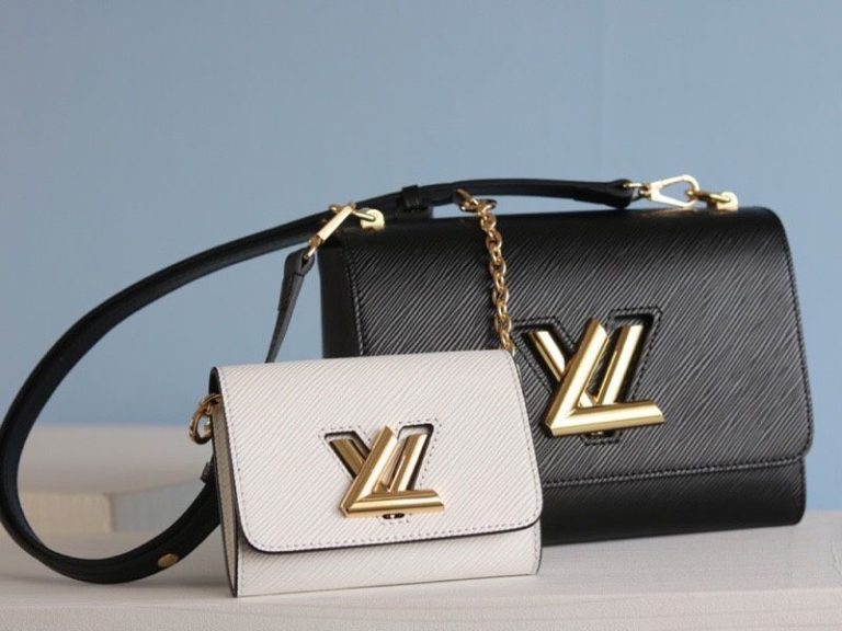 L0vis Vvtt0n Epi Leather Twist MM And Twisty Bag In Black And White