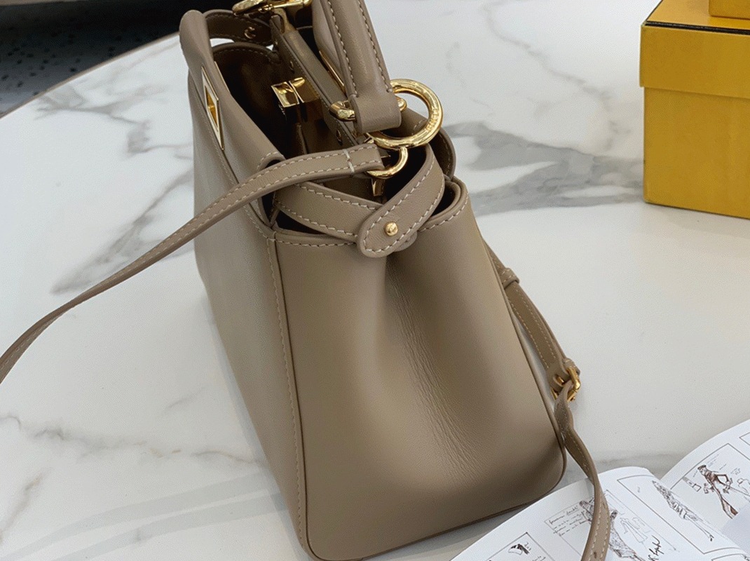 Top Quality Fake F**di Peekaboo Mini Bag In Dove Grey Nappa Leather
