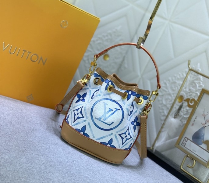 L0vis Vvtt0n LV By The Pool Monogram Tiles Canvas Nano Noe Bag In Lagoon Blue