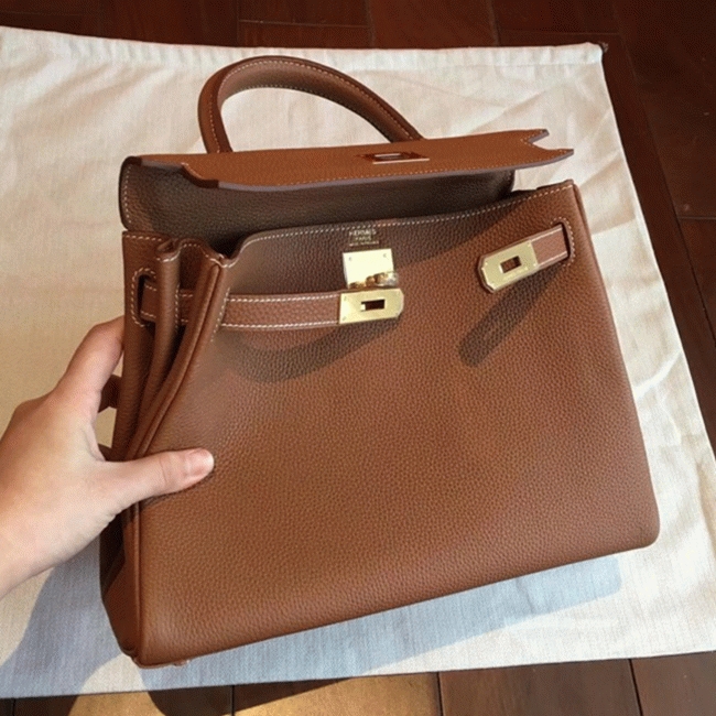 Gold Clemence Knockoff H**me5 Kelly Retourne 28cm Classic Bag