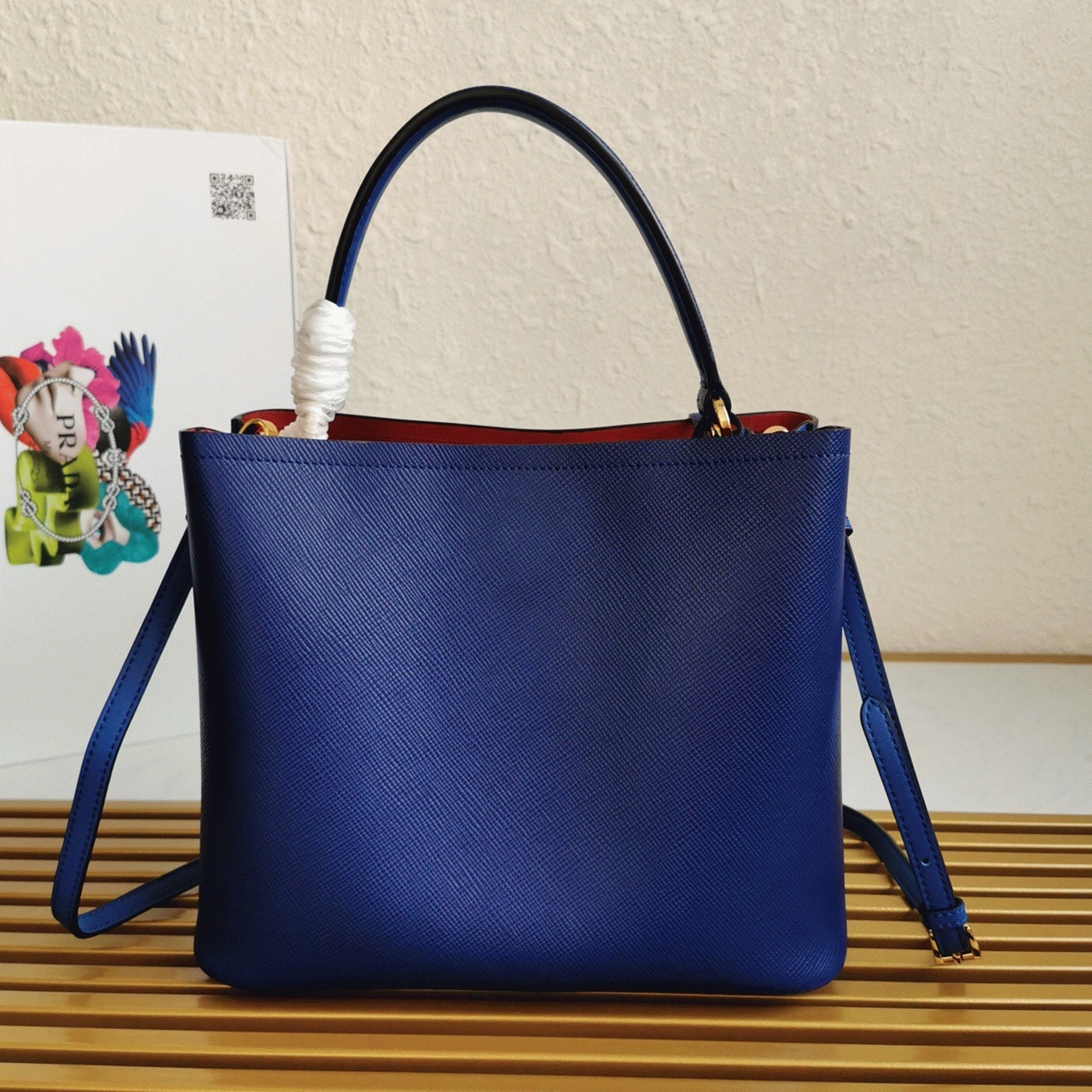 Blue Pra*a Large Panier Bag Fake