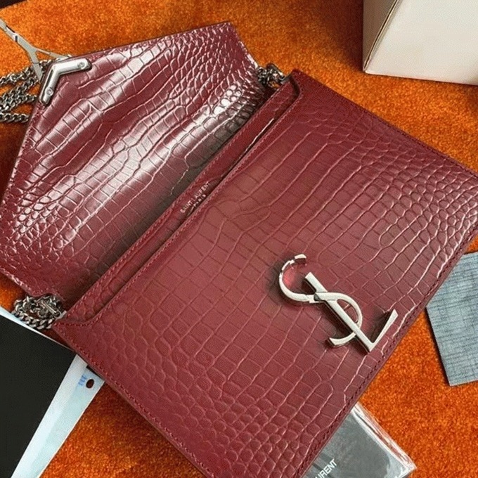 Fake Sa1nt Lau*nt Cassandra Medium Bag Bordeaux Crocodile