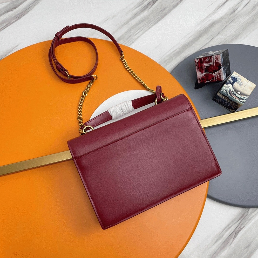 Knockoff Sa1nt Lau*nt Sunset Medium Top Handle Bag Red Calfskin
