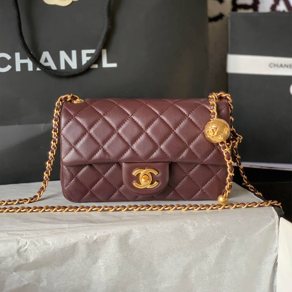 Ch**el Pearl Crush Mini Rectangular Flap