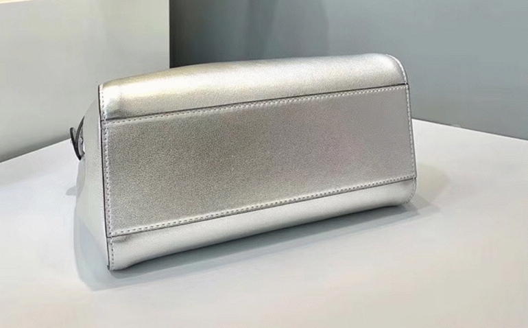 Top Quality Fake F**di Peekaboo Mini Bag In Silver Metallic Lambskin