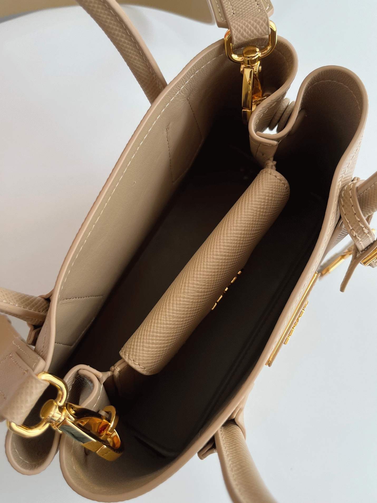 Beige Pra*a Double Mini Bag Fake