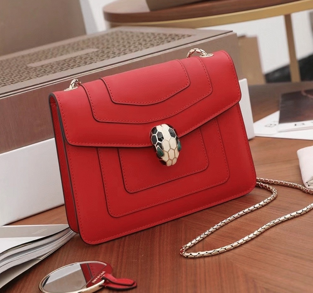 Fake Bv1g*ai Serpenti Forever Small Crossbody Bag Red Leather