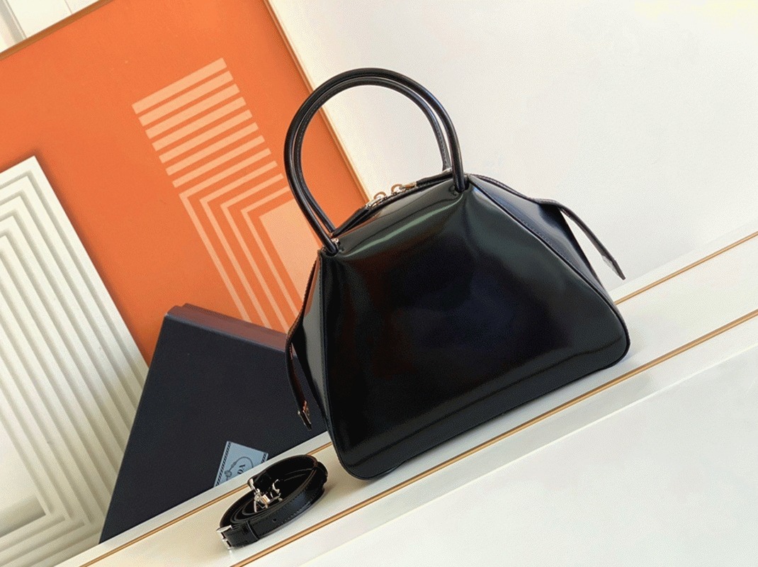 Pra*a S*pernova Small Top Handle Bag Replica in Black Brushed