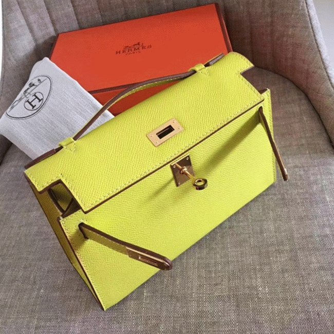 Soufre Epsom Knockoff H**me5 Kelly Pochette Vibrant Handbag
