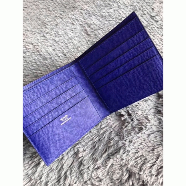 Blue electric luxury replica H**me5 Copernic compact wallet