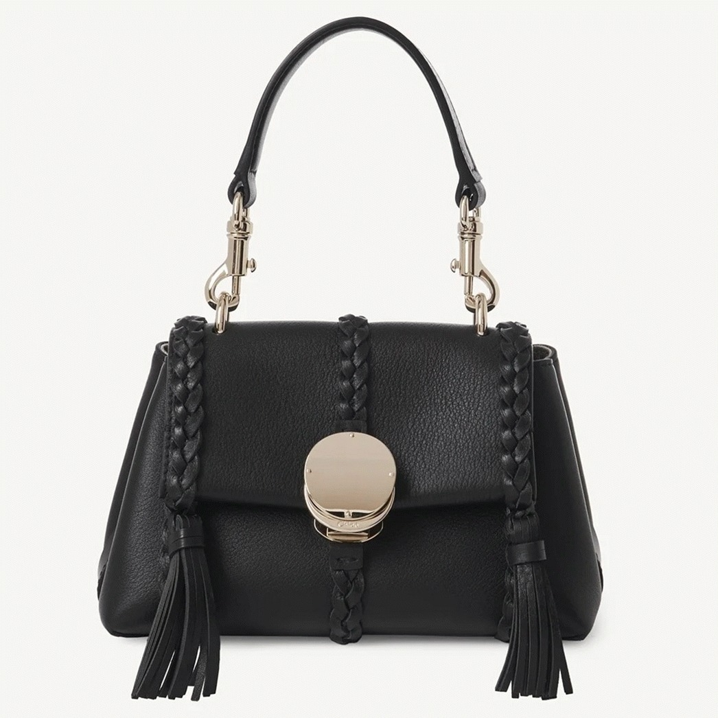 top quality fake Ch10e penelope mini shoulder bag in black grained calfskin