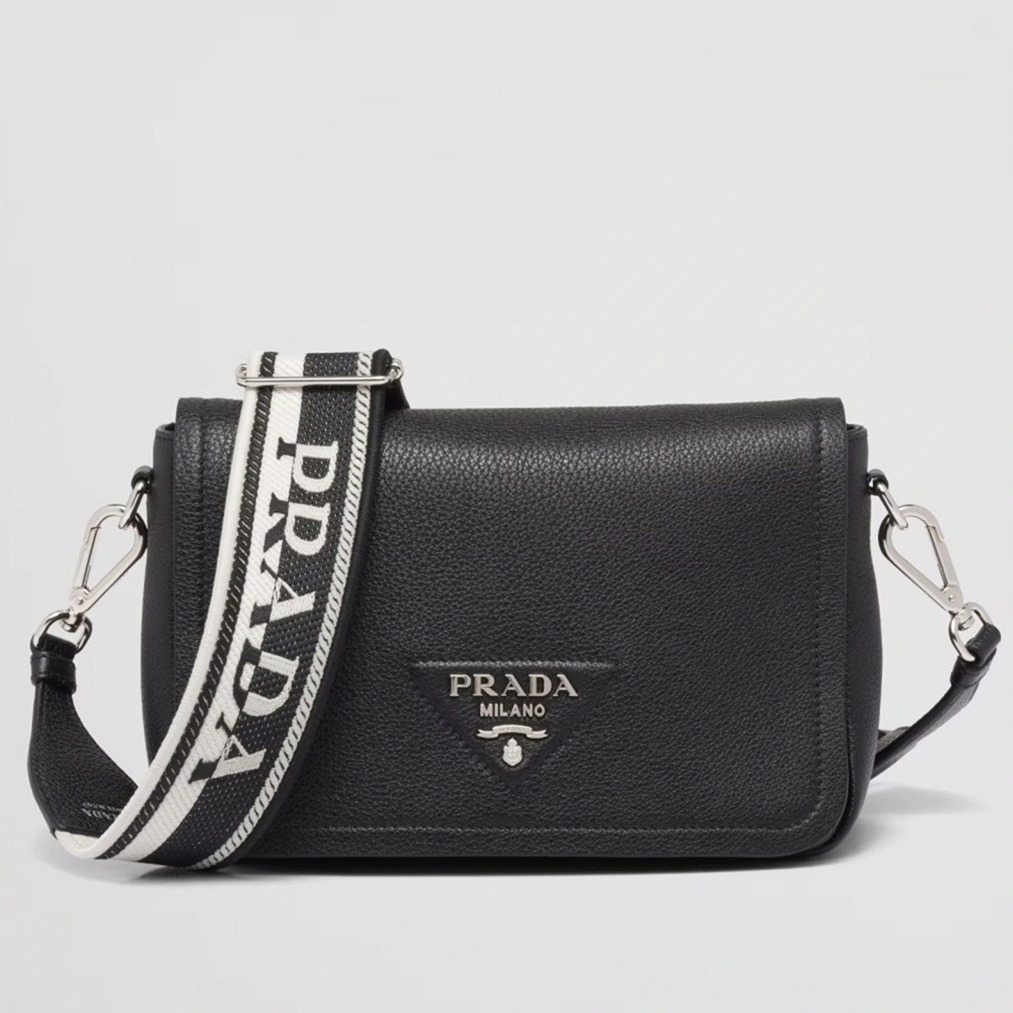 Pra*a Flap Shoulder Bag Knockoff in Black
