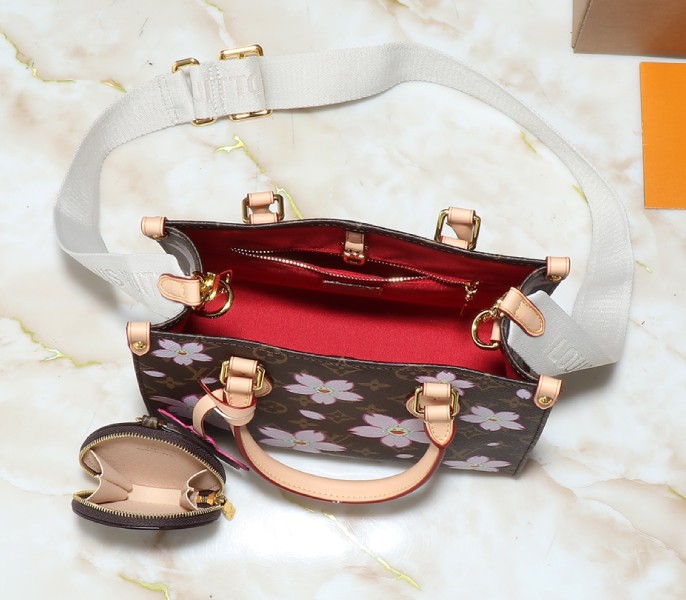LV X TM Monogram Canvas Onthego PM With Cherry Blossom