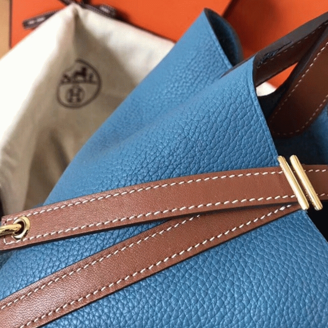 Blue jean 1:1 replica H**me5 bicolor Picotin Lock 18cm handbag