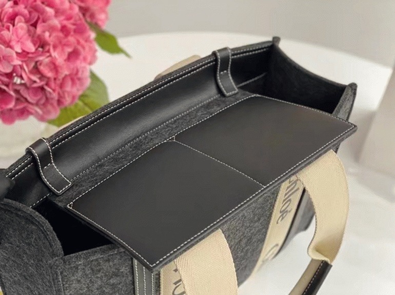 top quality knockoff Ch10e large woody tote bag in grey felt