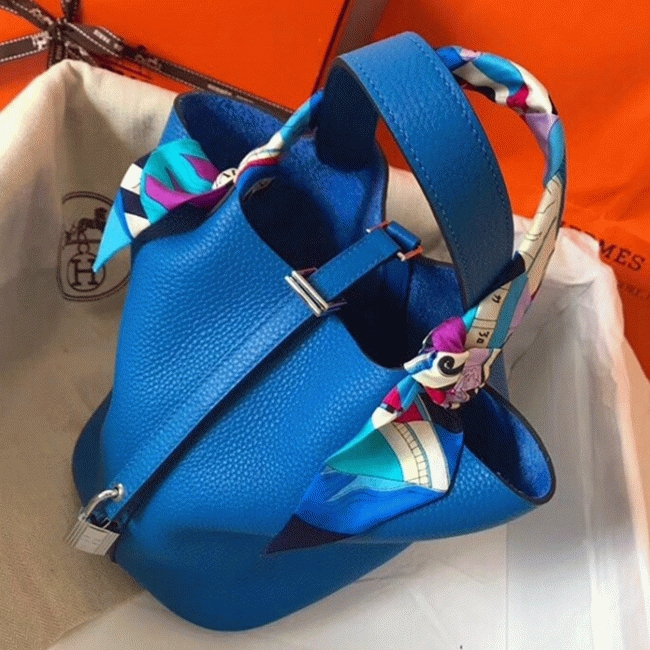 Top quality blue hydra fake H**me5 Picotin Lock 18cm handbag
