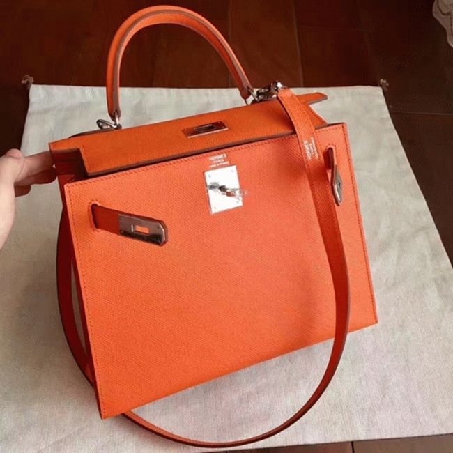 Orange Epsom Replica H**me5 Kelly Sellier 28cm Bright Handbag