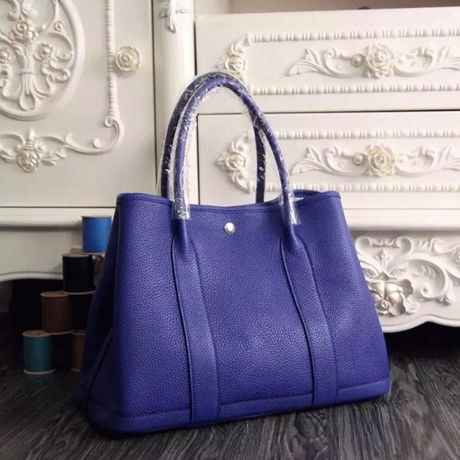 Electric Blue Leather Fake H**me5 Garden Party 36cm Tote Bag