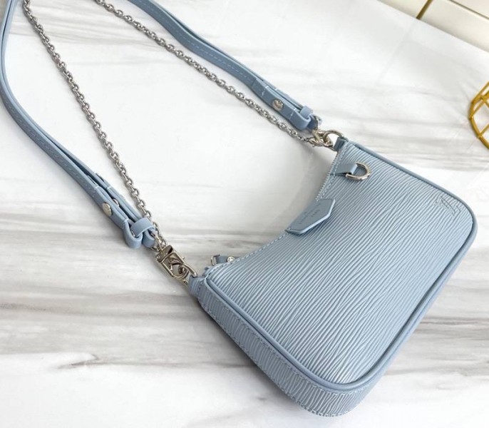 L0vis Vvtt0n Epi Leather Easy Pouch On Strap In Bleu Celeste Blue