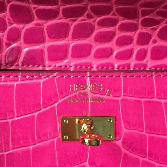 Rose Red Crocodile Replica H**me5 Kelly Cut Clutch Elegant Accent Bag
