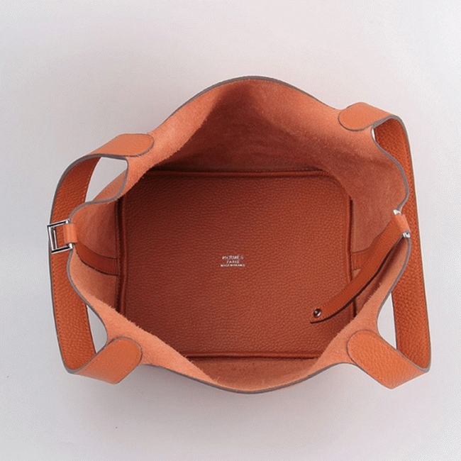 Orange knockoff H**me5 Picotin Lock handbag