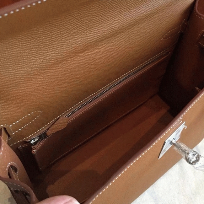 Brown Epsom Knockoff H**me5 Kelly 32cm Sellier Classic Purse