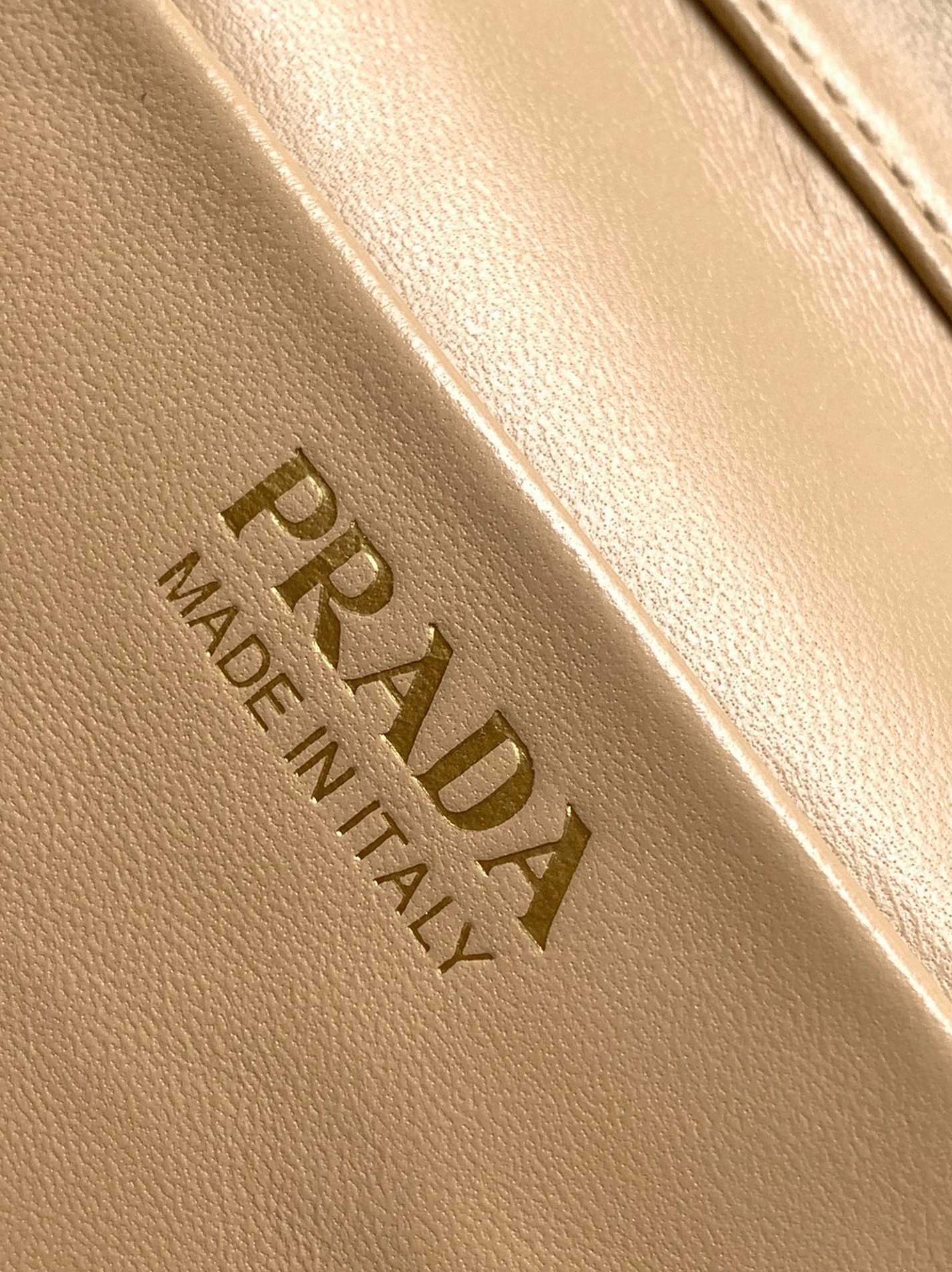 Pra*a Mini Vanity Bag Fake in Sand Beige