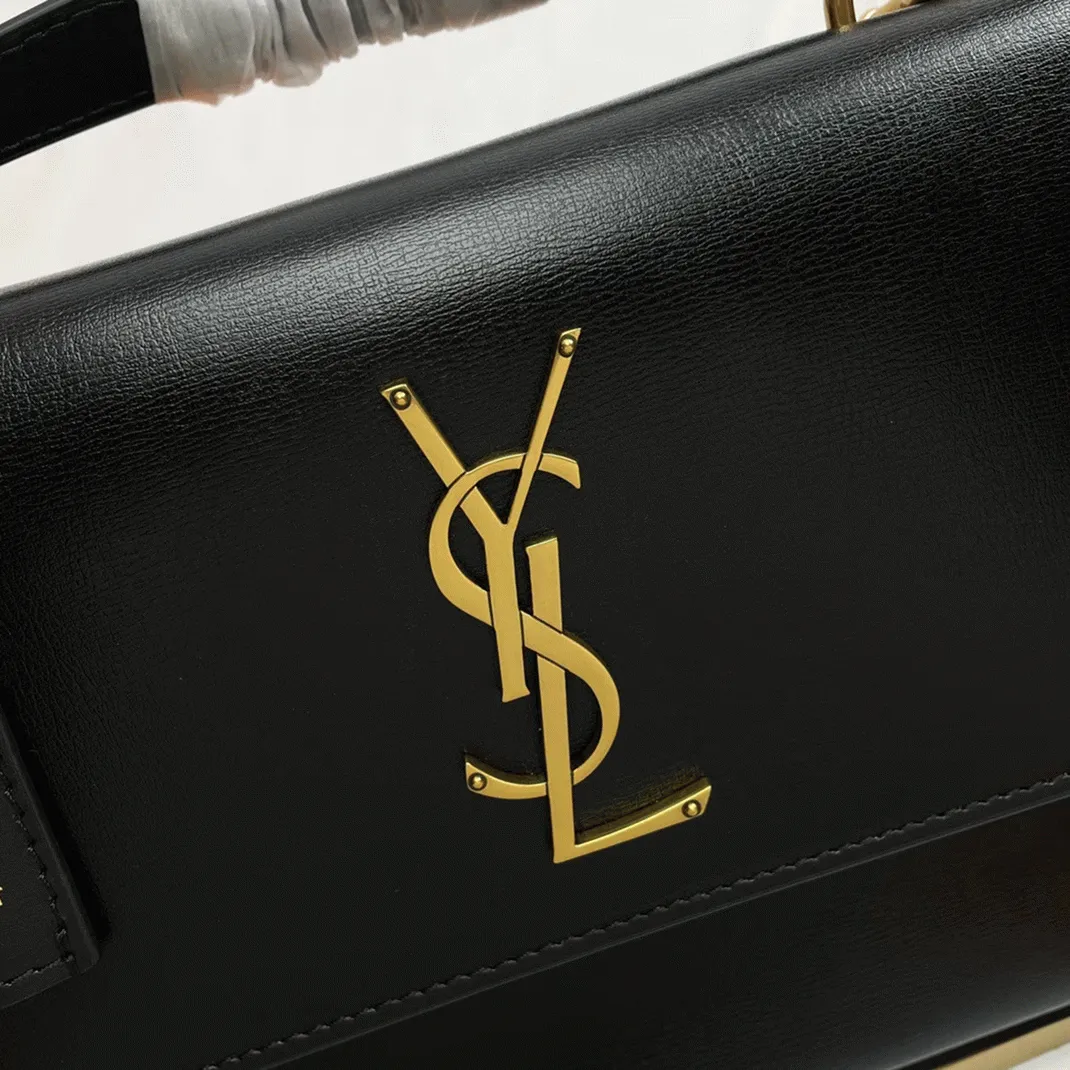 Knockoff Sa1nt Lau*nt Sunset Medium Top Handle Bag Black Calfskin
