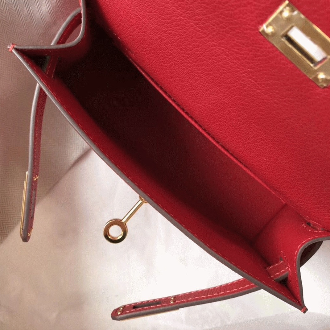 H**me5 Kelly Mini II Bag Replica in Rouge Vif