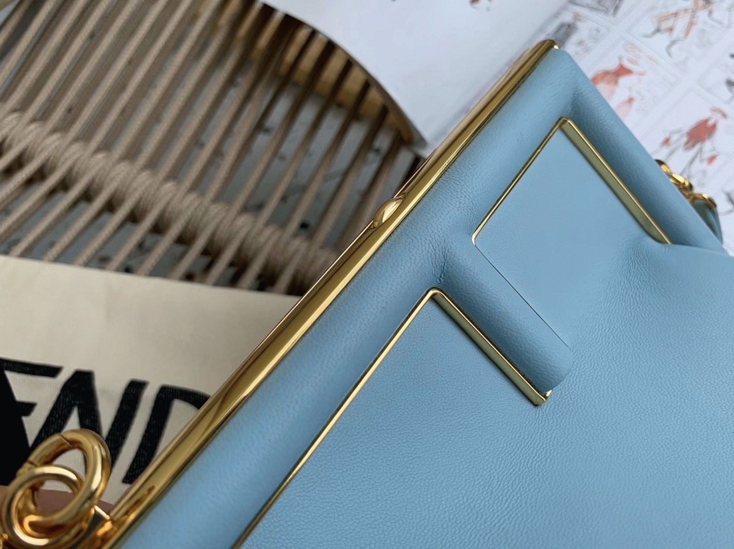 Top Quality Fake F**di First Small Bag In Light Blue