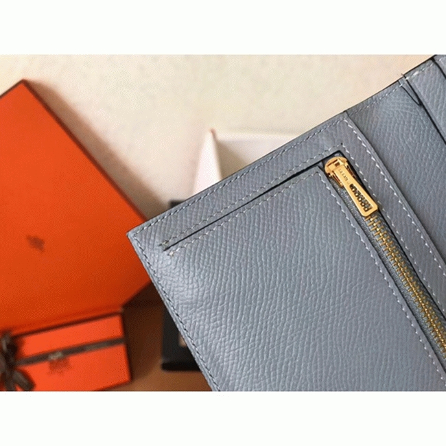 Blue Lin Epsom Fake H**me5 Bearn Wallet