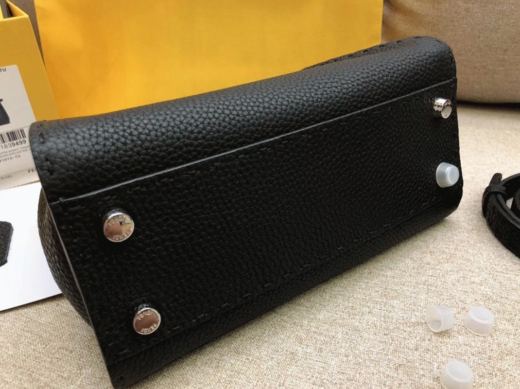 Top Quality Replica F**di Peekaboo Mini Selleria Bag In Black Romano Leather