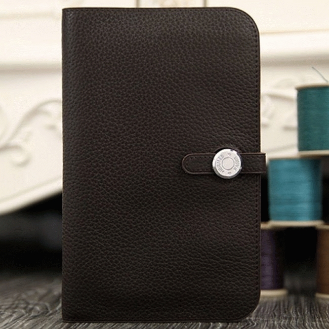 Chocolate knockoff H**me5 Dogon combine wallet
