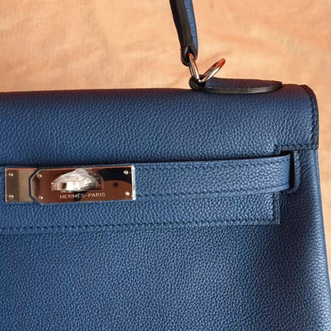 Blue Agate Clemence Fake H**me5 Kelly Retourne 28cm Tote