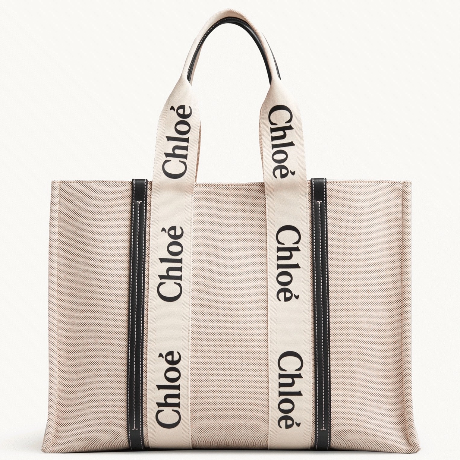 top quality replica Ch10e large woody tote bag in canvas with blue leather strips
