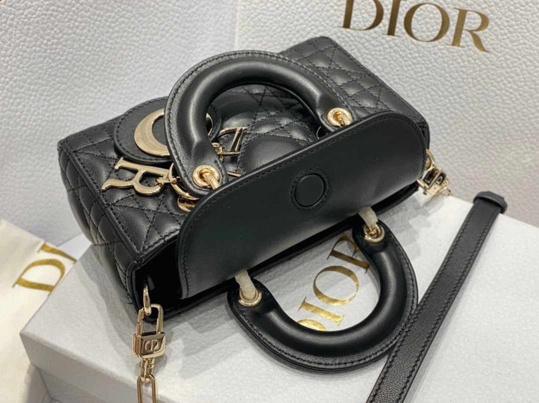 D10r Lady D-Joy Micro Bag Replica in Black Cannage Lambskin
