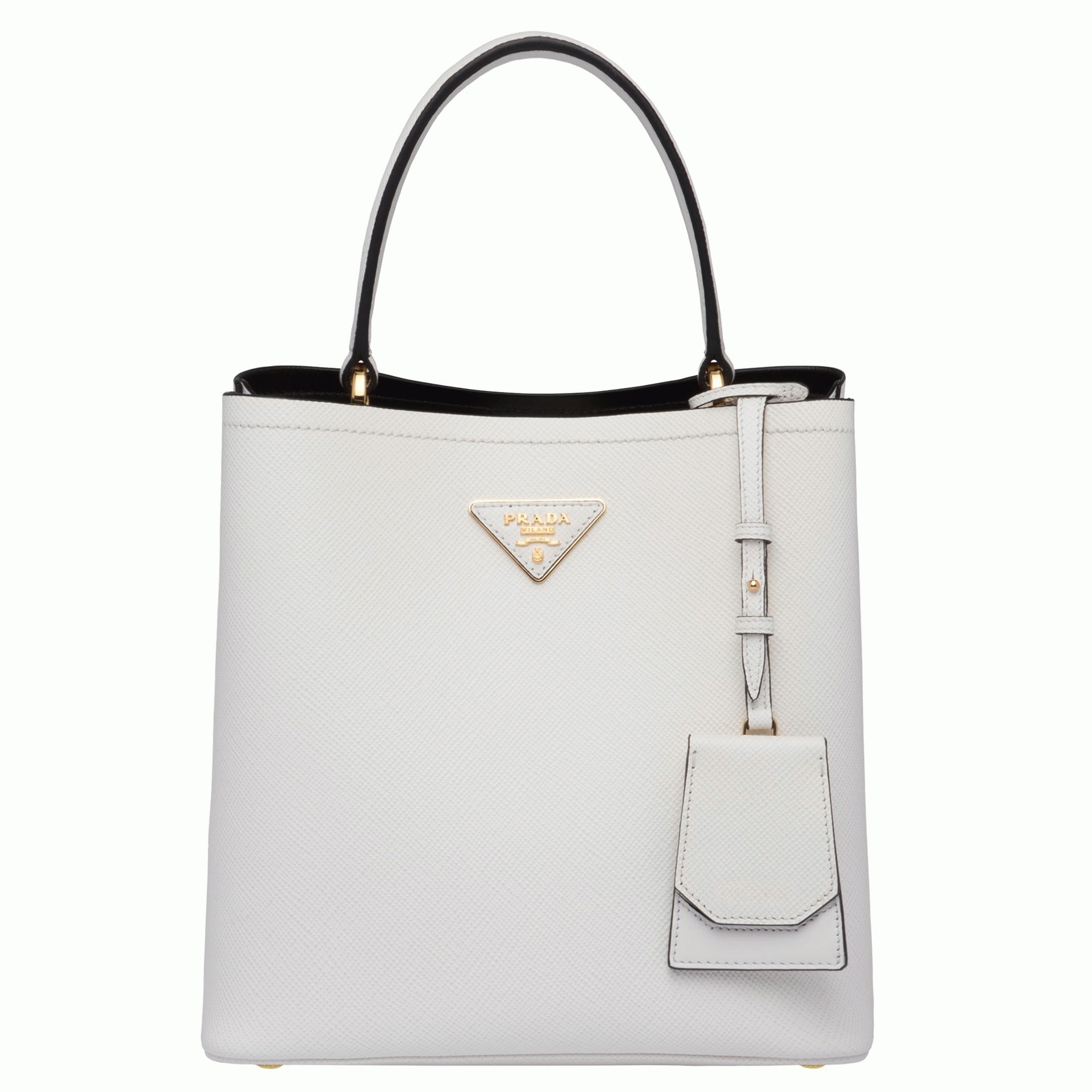 White Pra*a Medium Panier Bag Replica